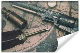 fototapeta-starodawny-pistolet-mapa-kompas-450x300