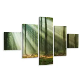obraz-pentaptyk-las-drzewa-zielen-dekor-3d-250x150