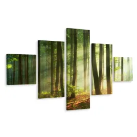 obraz-pentaptyk-poranek-w-lesie-pejzaz-3d-250x150