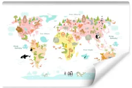 fototapeta-mapa-swiata-zwierzeta-rosliny-450x300