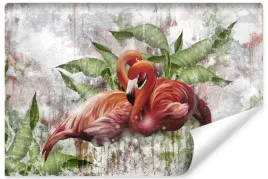 fototapeta-scienna-flamingi-beton-liscie-450x300