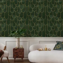 tapeta-scienna-zielone-wzory-geometryczne-art-deco