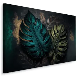 obraz-do-jadalni-abstrakcja-liscie-monstera-90x60