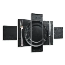 obraz-poliptyk-czarne-deski-vintage-talerz-250x150