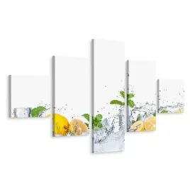obraz-5-czesciowy-lod-cytryny-woda-mieta-250x150
