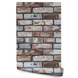 tapeta-w-rolce-brazowe-stare-cegly-mur-efekt-3d