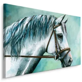 obraz-do-salonu-bialy-kon-malarstwo-natura-120x80