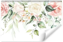 fototapeta-scienna-roze-liscie-akwarela-450x300