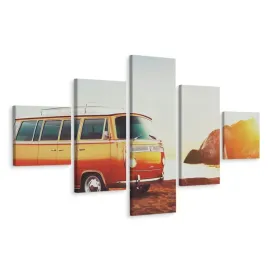 obraz-5-czesciowy-plaza-morze-auto-vintage-250x150