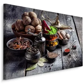 obraz-do-kuchni-przyprawy-orzechy-ziola-100x70