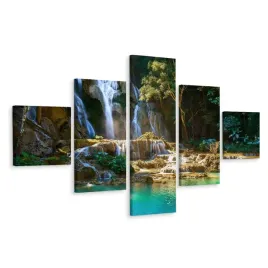 obraz-poliptyk-kaskada-skaly-drzewa-dekor-250x150
