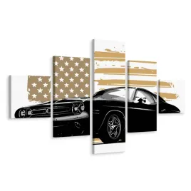 obraz-5-czesciowy-samochod-flaga-usa-retro-250x150