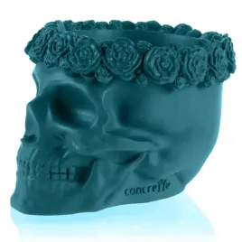 donica-skull-flowers-dark-turquoise-poli-9-cm