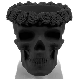 donica-skull-flowers-black-matt-poli-11-cm