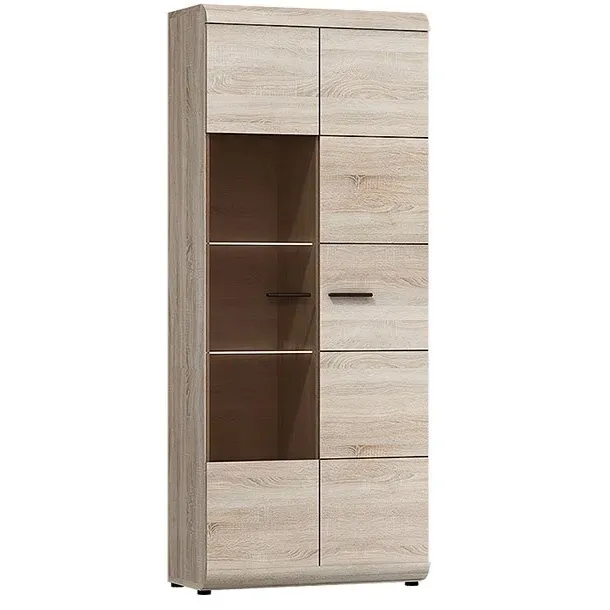 Elegancka Wysoka Witryna Do Salonu LINK Dąb Sonoma
