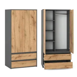 szafa-do-przedpokoju-sypialni-90cm-2szuflady-garderoba-szary-dab-wotan-loft