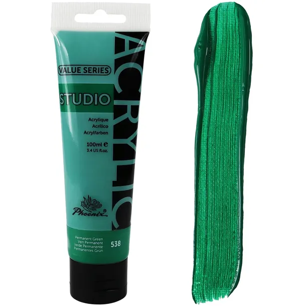 Farba Akrylowa Zielona Butelkowa Artystyczna Phoenix 538 Permt Green 100ml