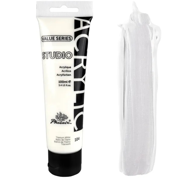 Farba Akrylowa Biała Tytanowa Artystyczna Phoenix 104 Titanium White 100ml