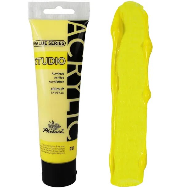 Farba Akrylowa Żółta Blada Artystyczna Phoenix 211 Cad Pale Yellow 100ml