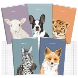5x-zeszyty-w-kratke-animals-zestaw-do-szkoly-pies-kot-slodkie-zeszyt-a5-60k