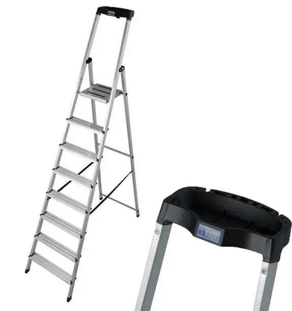 KRAUSE SAFETY Drabina aluminiowa 8 stopni wys. rob. 3,75m z PÓŁKĄ 126368