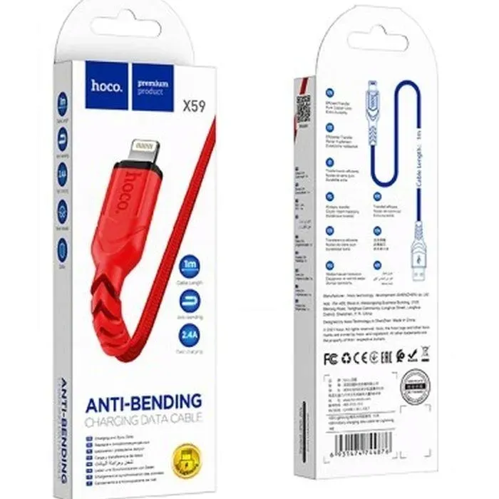 hoco-usb-kabel-x59-2-4a-lightning-1m-czerwony-stan-nowy