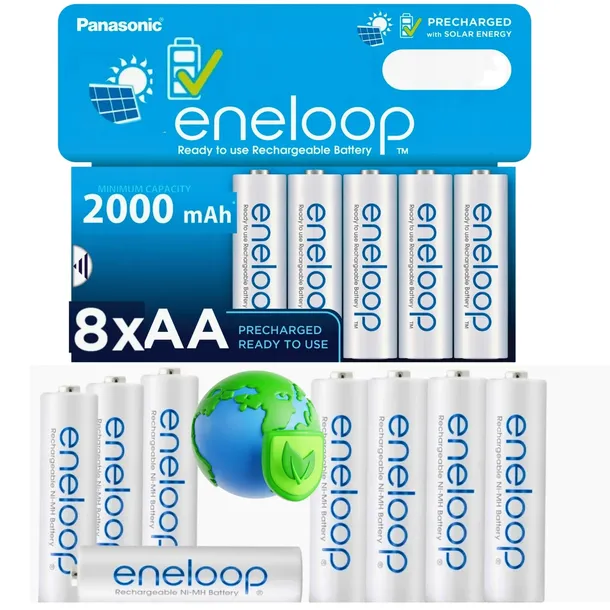 8 x Akumulatorki Baterie ENELOOP R6/AA 2000mAh duże paluszki Eko Opakowanie
