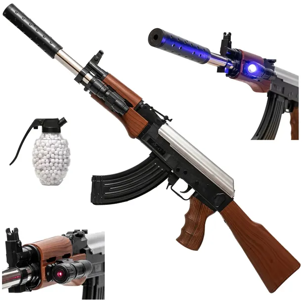 KARABIN PISTOLET NA KULKI PLASTIKOWE Z LATARKĄ I LASEREM IMITACJA REPLIKA