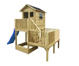 drewniany-domek-dla-dzieci-hubert-z-tarasem-dlugi-slizg-niebieski