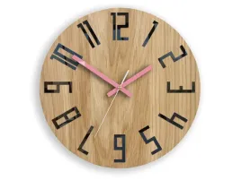 zegar-drewniany-dab-slim-wood-pink-modernclock