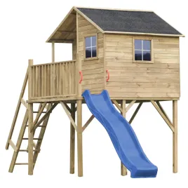 drewniany-domek-dla-dzieci-jerzyk-max-do-ogrodu-ze-slizgiem-niebieskim