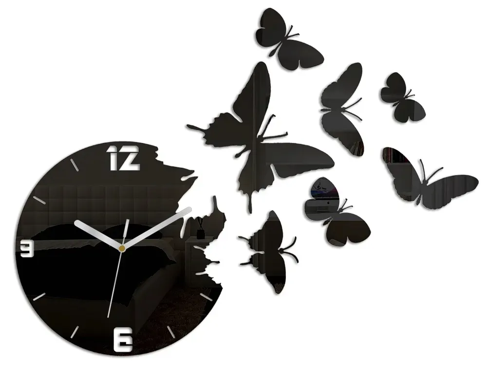zegar-scienny-modernclock-motyle-czarne-diy-stan-nowy