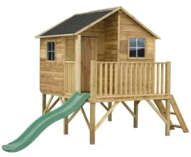 drewniany-ogrodowy-domek-dla-dzieci-jerzyk-slizg-ciemnozielony