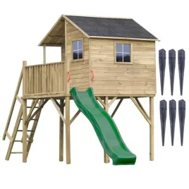 drewniany-domek-jerzyk-max-do-ogrodu-ze-slizgiem-ciemnozielonym-i-kotwami