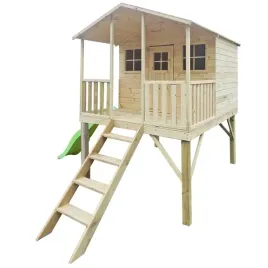 drewniany-domek-dla-dzieci-gucio-do-ogrodu-ze-zjezdzalnia-22m-jasnozielona