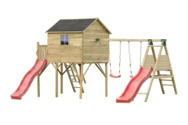 domek-jerzyk-max-z-platforma-dwie-hustawki-i-slizg-drewniany-plac-zabaw