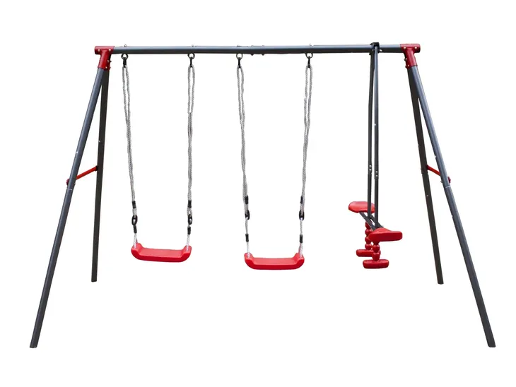 Huśtawka Mila czerwona metalowa - 136 x 256 cm, wys. 180 cm