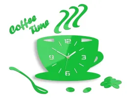 zegar-scienny-kuchenny-coffe-time-3d-zielona-cicha