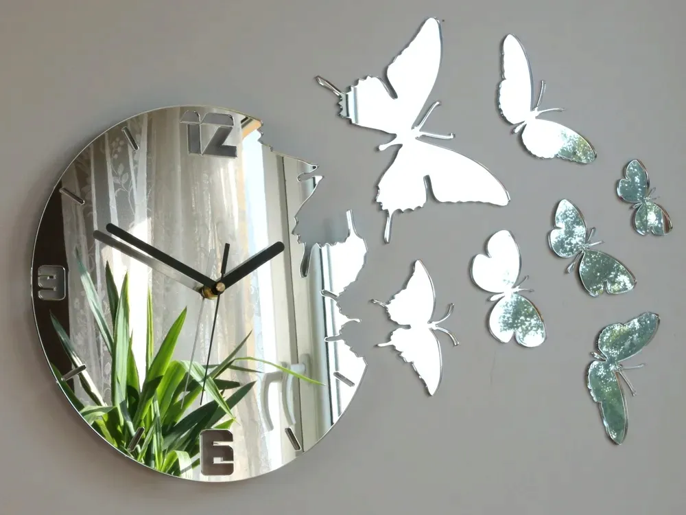 zegar-scienny-modernclock-motyle-lustro-diy
