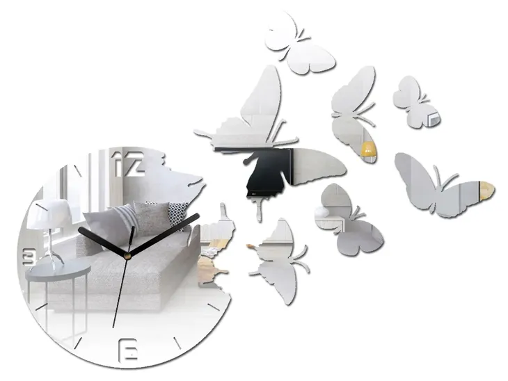 zegar-scienny-modernclock-motyle-lustro-diy-zasilanie-baterie