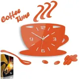 zegar-scienny-modernclock-filizanka-3d-pomarancz-linia-coffe-3d