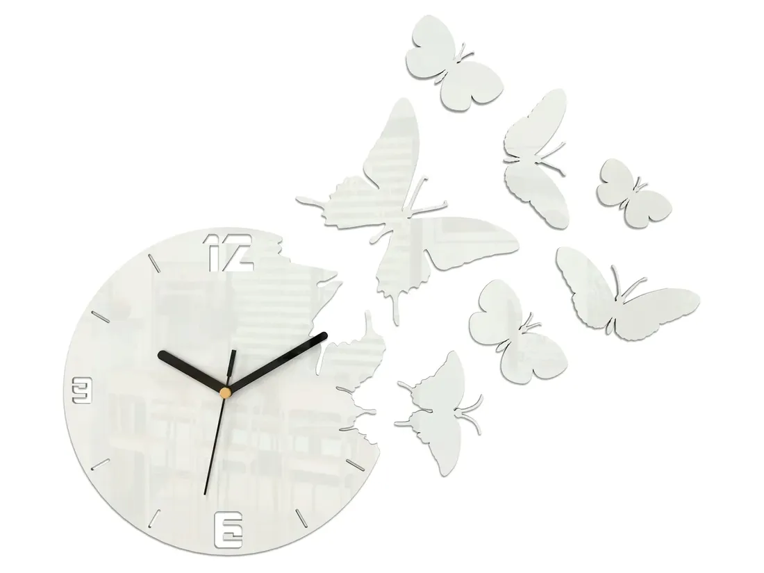 zegar-scienny-modernclock-motyl-bialy-diy-stan-nowy
