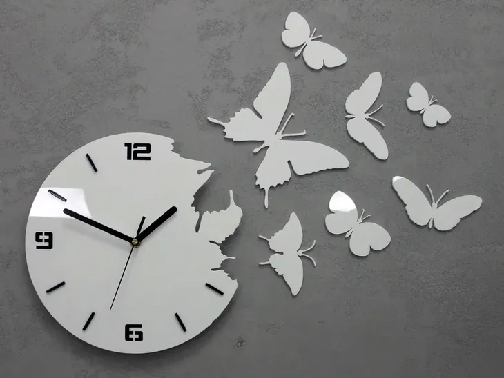 zegar-scienny-modernclock-motyle-3d-bialy-nowosc-linia-motyle