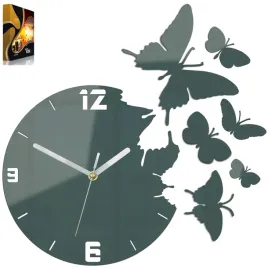 zegar-scienny-motyle-szare-efekt-7-motyli-diy