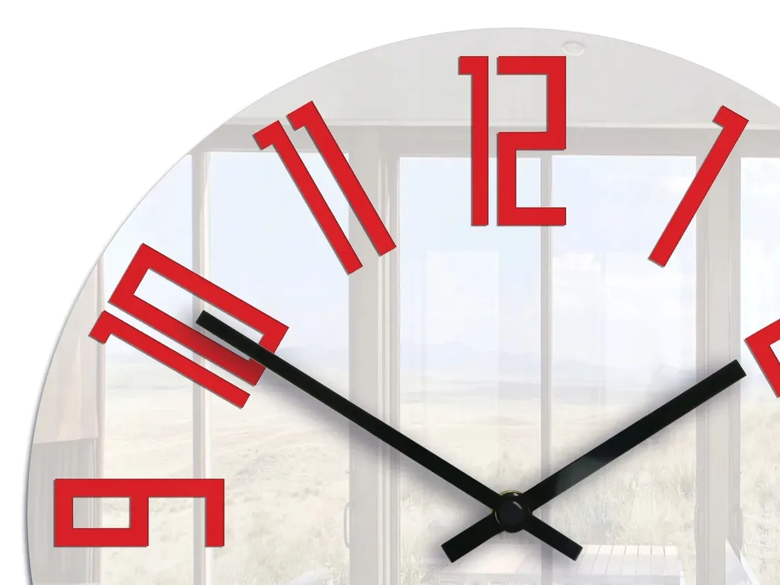 zegar-scienny-modernclock-slim-bialo-czerwony-3d