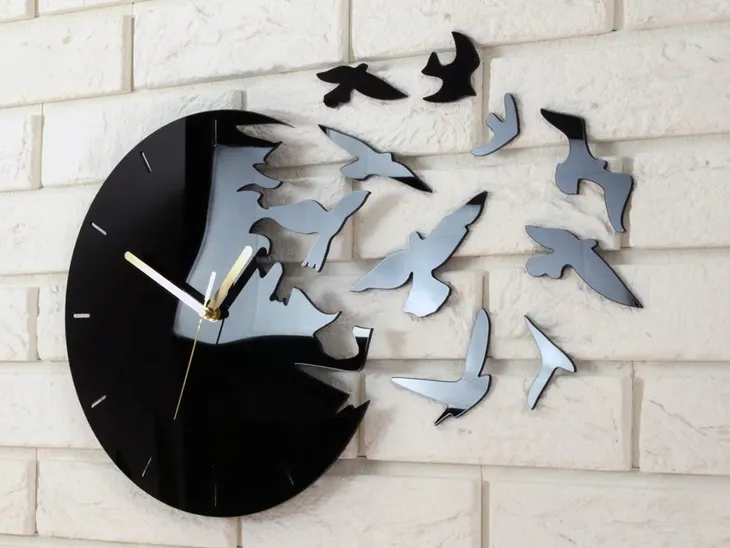 zegar-scienny-modernclock-mcr0013-ptaki-design-kolor-czarny
