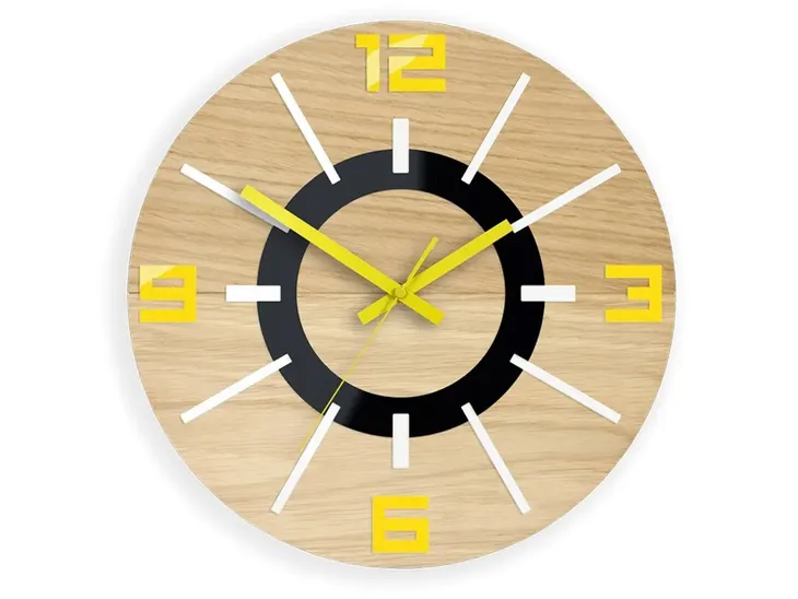 zegar-scienny-debowy-zolty-alladyn-3d-cichy-marka-modernclock