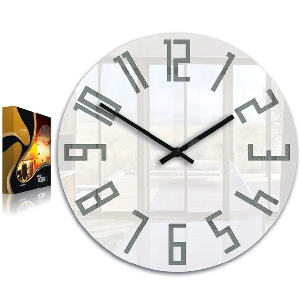 zegar-scienny-modernclock-slim-bialo-szary-cichy-marka-modernclock