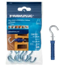 kolek-uniwersalny-10x50mm-z-hakiem-sufitowym-opakowanie-6-sztuk-rawlplug