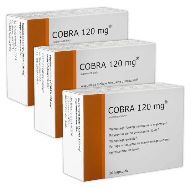60x Tabletki na Erekcje Potencje Libido COBRA 120 POZIOM TESTOSTERONU